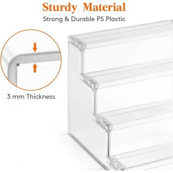 4 Tier Clear Display Risers Stand, Plastic Organizers for Figures, Cupcake - Picture 5 of 16